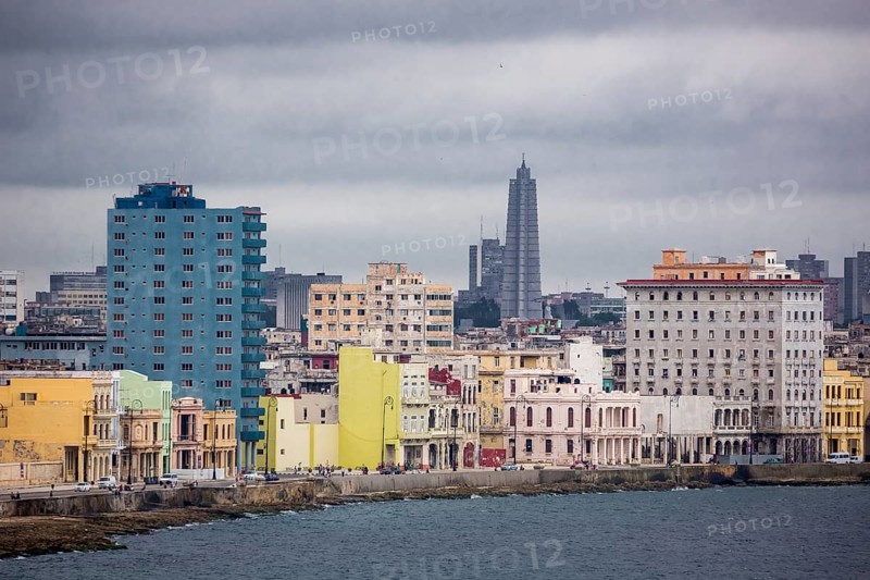 View of old Havana with the Malecon and the Jose Marti Monument on the Square of the Revolution, La Habana, Cuba, Caribbean, Central America, Cuba, Europe, aerial view, birds-eyes view, aerial photography, aerial photography, overview, bird's eye view