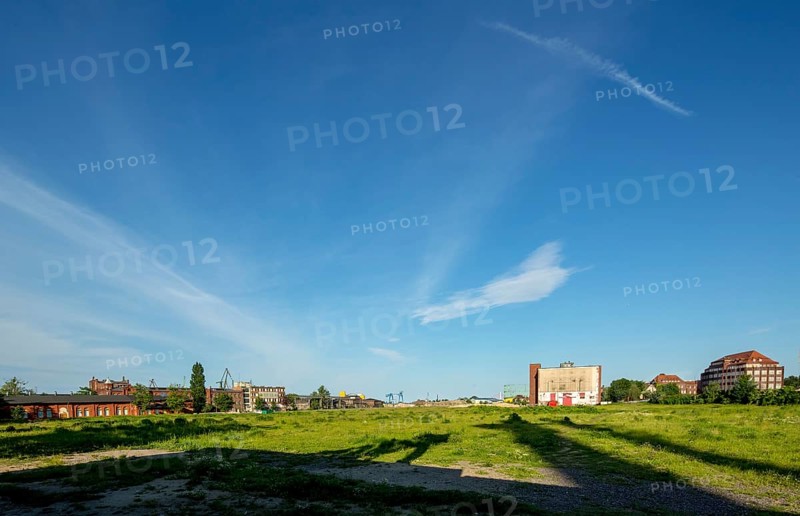 GdaÅsk, old shipyard halls, Gdansk, Baltic Sea coast, Baltic Sea, pomorskie, Pomeranian Voivodeship, Poland, Gdansk, PL, Europe, aerial photo, birds-eyes view, aerial photography, aerial photography, overview, bird's eye view