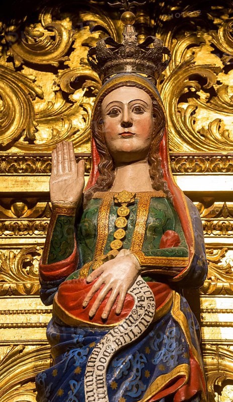 Statue of the pregnant Virgin Mary, depiction of the pregnant Virgin Mary, Sé Catedral de Évora Basílica Sé Catedral de Nossa Senhora da Assunção, Evora, District of Évora, Portugal