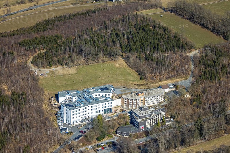 Aerial view, St. Josefsheim retirement home, Caritas centre new building construction site, Wenden, Sauerland, North Rhine-Westphalia, Germany, DE, Europe, aerial view, aerial photography, aerial photography, overview, bird's-eye view, overview
