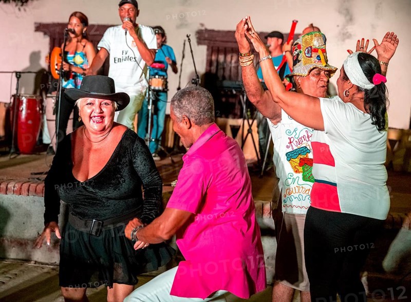 Old Cubans dance at the Salza market to the music of a live band, Trinidad, Cuba, Sancti Spíritus, Cuba, Sancti Spíritus