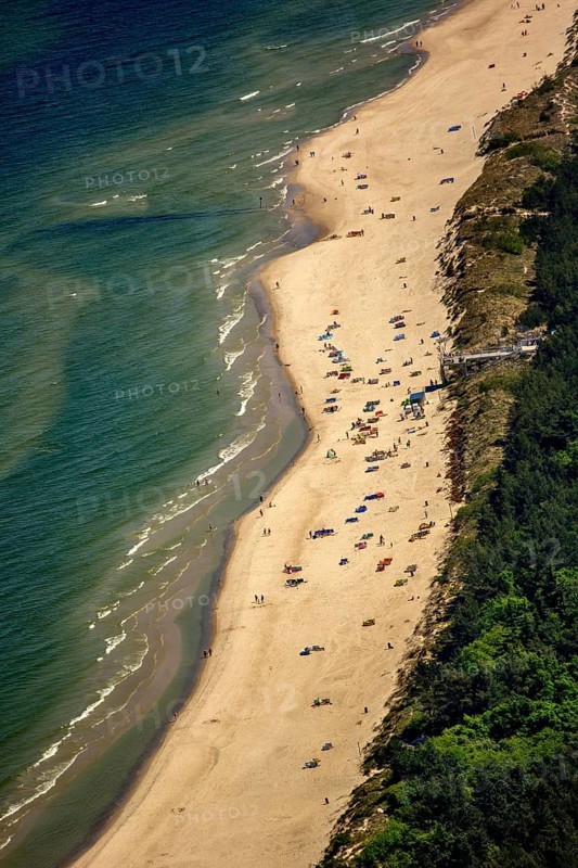 KoÅ'obrzeg, Kolobrzeg, Baltic Sea beach, Baltic Sea coast, Województwo zachodniopomorskie, Poland, Kolobrzeg, Województwo zachodniopomorskie, PL, Europe, aerial view, birds-eyes view, aerial photography, aerial photography, overview, bird's eye view, northern Poland