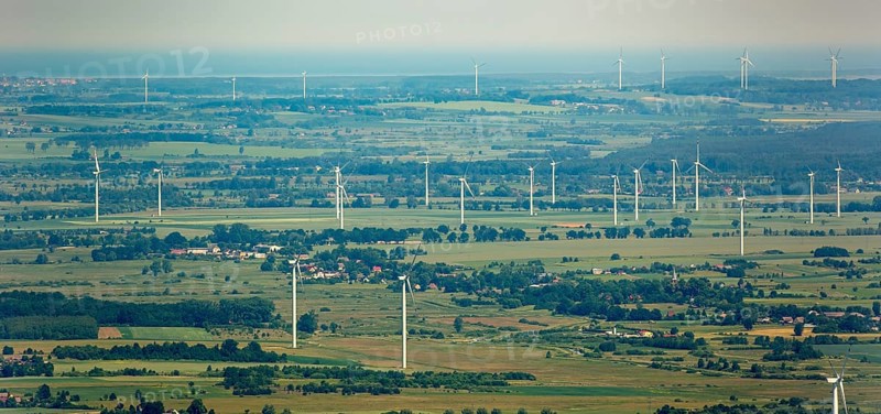 Wind farm, wind turbines, Wierciszewo, Wandhagen, Hinterpommern, Baltic Sea coast, Województwo zachodniopomorskie, Poland, Województwo zachodniopomorskie, PL, Europe, aerial photo, birds-eyes view, aerial photography, aerial photography, overview, bird's-eye view, northern Poland