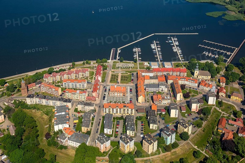 KamieÅ Pomorski, River Dziwna Dievenow, Cammin, Kammin, Baltic Sea coast, Województwo zachodniopomorskie, Poland, Kamien Pomorski, Województwo zachodniopomorskie, PL, Europe, aerial view, birds-eyes view, aerial photography, aerial photography, overview, bird's eye view, northern Poland
