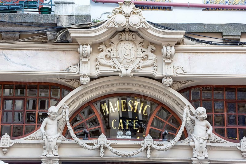 Café Majestic, art nouveau cafe, tavern, restaurant, Oporto, Porto district, Portugal, Europe, aerial view, birds-eyes view, travel, travel photography