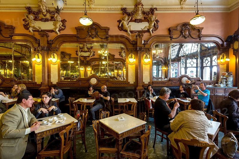 Café Majestic, art nouveau cafe, tavern, panorama, restaurant, Oporto, Porto district, Portugal, Europe, aerial view, birds-eyes view, travel, travel photography