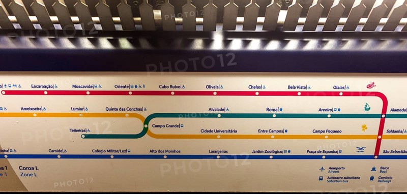 Metro map of Lisbon in the metro, Lisbon, Lisbon district, Portugal