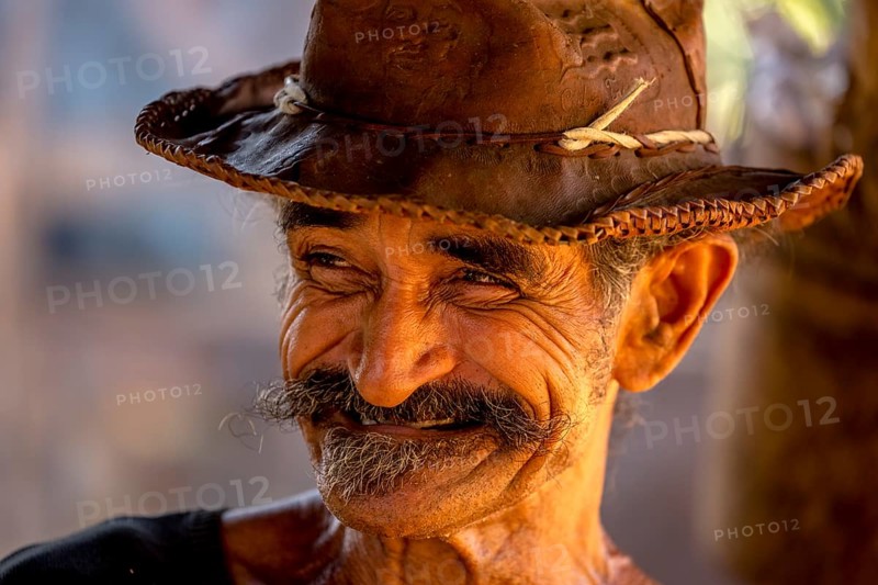 Sugar cane farmer in Valle de los Ingenios, portrait with hat, Trinidad, Cuba, Sancti Spíritus, Cuba, Sancti Spíritus