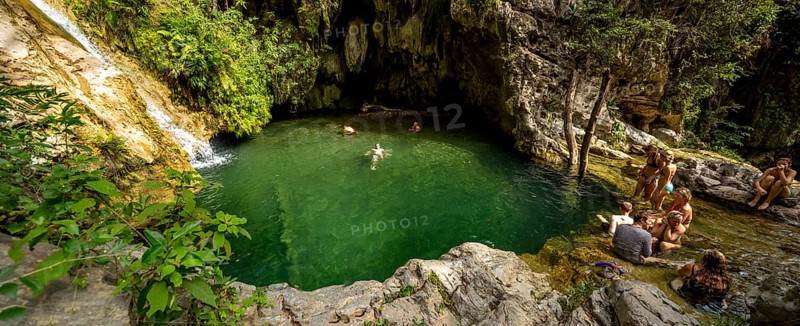 Mountain lake with green water, excursion destination, Valle De Los Ingenios, Cuba, Cuba
