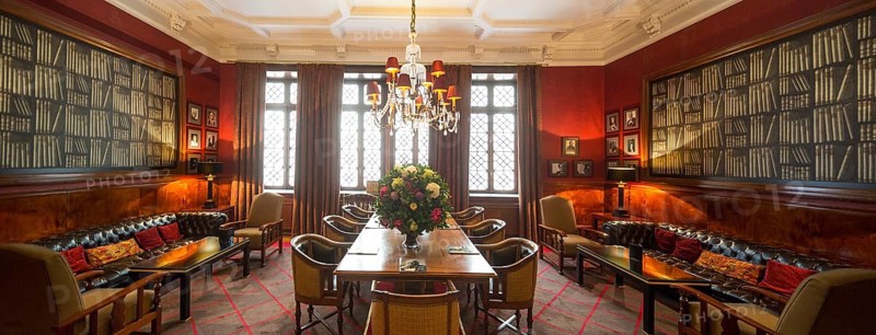 Library in the hotel, lounge, Grande Hotel do Porto, Oporto, Porto district, Portugal, Europe, aerial view, birds-eyes view, travel, travel photography