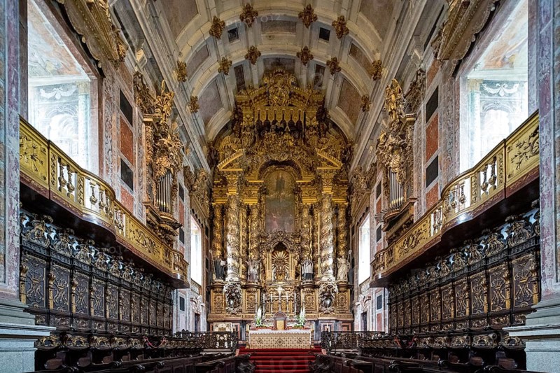 Chancel, Da Sé Cathedral, Barredo Quarter, UNESCO World Heritage Site, Oporto, Porto District, Portugal, Europe, aerial view, birds-eyes view, Travel, Travel Photography