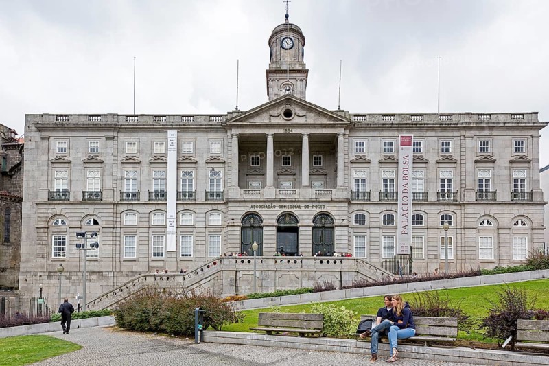 Stock Exchange Palace, Palácio da Bolsa, Oporto, Porto District, Portugal, Europe, aerial view, birds-eyes view, Travel, travel photography