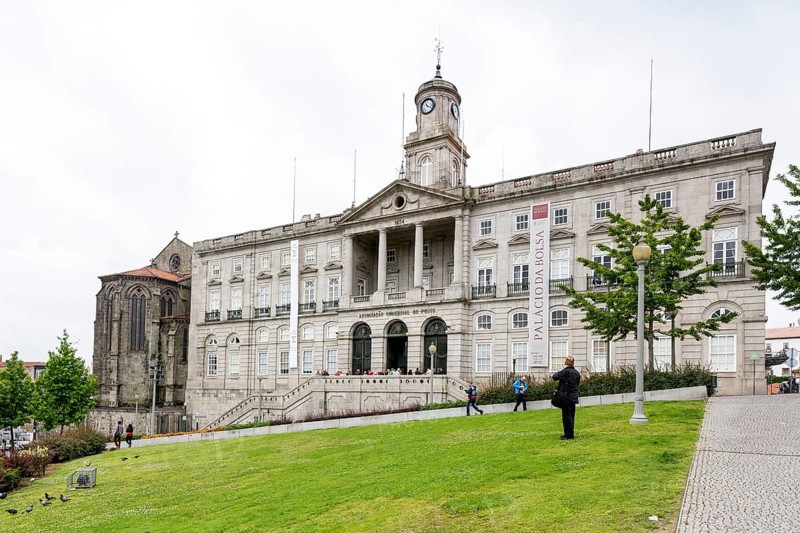 Stock Exchange Palace, Palácio da Bolsa, Oporto, Porto District, Portugal, Europe, aerial view, birds-eyes view, Travel, travel photography