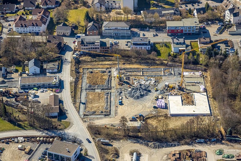 Aerial view, construction site at Ewiger Weg, Westenfeld, Sundern, Sauerland, North Rhine-Westphalia, Germany, DE, Europe, aerial view, aerial photography, aerial photography, overview, bird's-eye view, overview