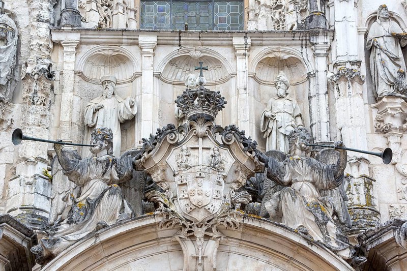 Musician's facade in the shopping street of Coimbra, Coimbra, Coimbra district, Portugal, Europe, aerial view, birds-eyes view, Travel, travel photography