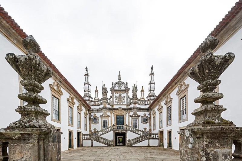 Casa de Mateus, palace with large gardens, Vila Real, Vila Real district, Portugal, Europe, aerial view, birds-eyes view, Travel, travel photography