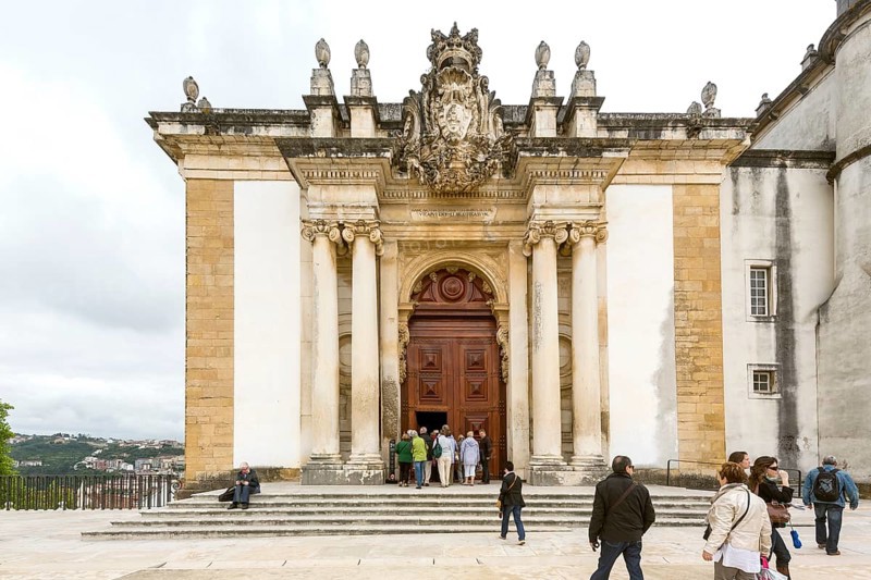 Biblioteca Joanina, historical university library, University of Coimbra, Coimbra, Coimbra district, Portugal, Europe, aerial view, birds-eyes view, Travel, travel photography