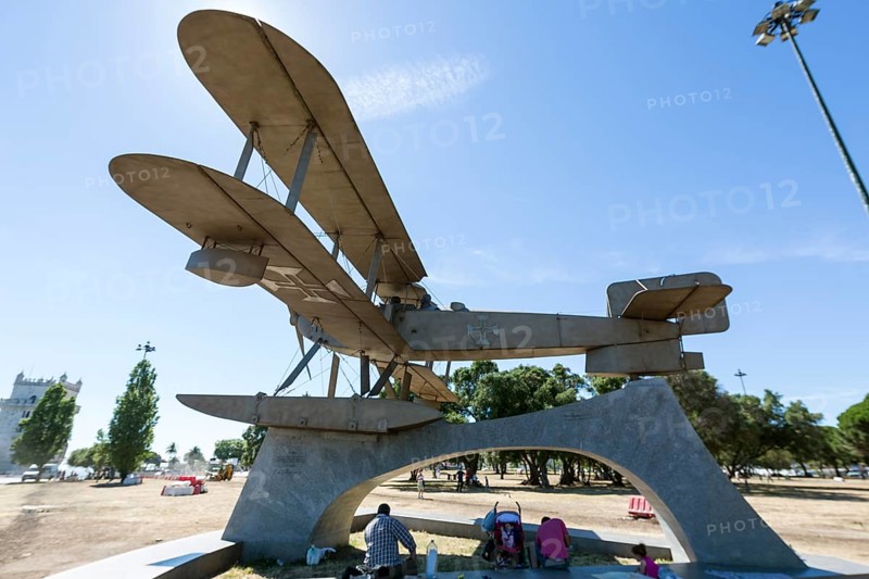 In 1922, Portuguese pilots Gago Coutinho and Sacadura Cabral were the first to fly the South Atlantic route from Lisbon to Rio de Janeiro, biplane, model of a seaplane, Lisbon, Lisbon district, Portugal