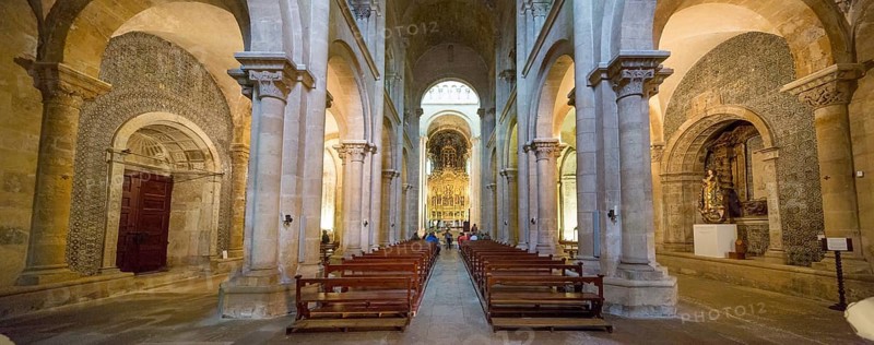 Old Cathedral (Sé Velha) in the historic centre of Coimbra, Coimbra, Coimbra district, Portugal, Europe, aerial view, birds-eyes view, Travel, Travel photography