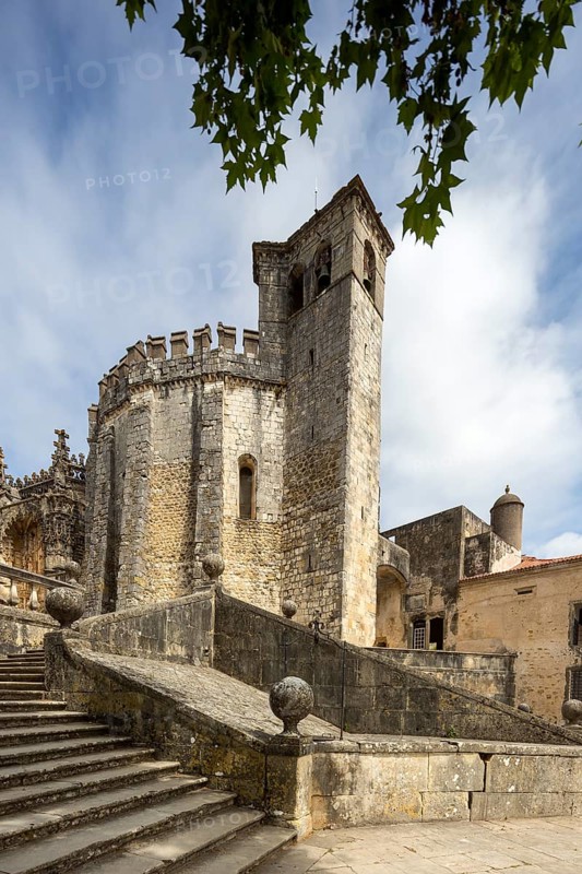 Fortress of Tomar, Castle of the Knights Templar, Templars, UNESCO cultural heritage, Tomar, Santarém district, Portugal, Europe, Convento da Ordem de Christo, Santarém district, aerial view, birds-eyes view, Travel, travel photography