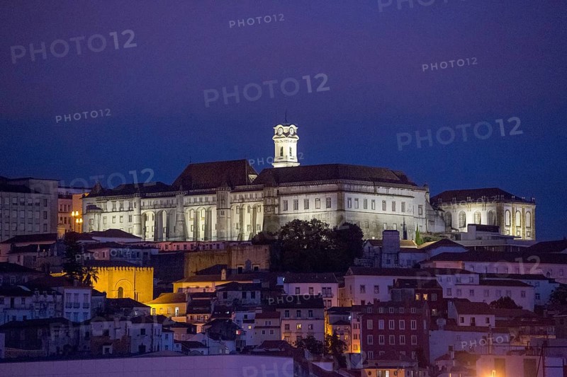 University of Coimbra in the evening light, Coimbra, Coimbra district, Portugal, Europe, aerial view, birds-eyes view, Travel, travel photography