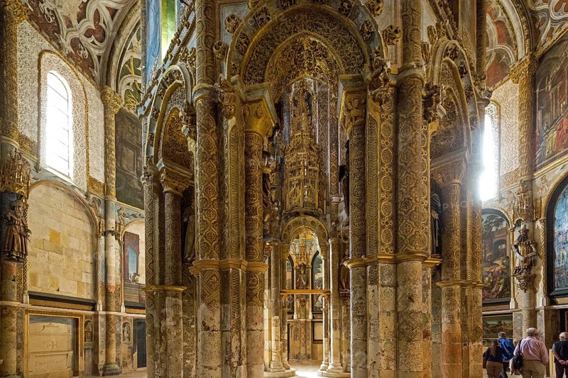Charola, original Templar church, octagonal rotunda, fortress of Tomar, castle of the Knights Templar, Templar, UNESCO cultural heritage, Tomar, Santarém district, Portugal, Europe, Convento da Ordem de Christo, Santarém district, aerial view, birds-eyes view, Travel, travel photography