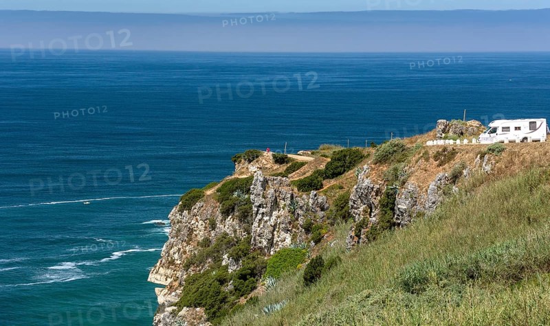 View of the city and bay of Nazaré, Nazaré, Leiria district, Portugal, Europe, Nazaré, aerial view, birds-eyes view, Travel, Travel photography