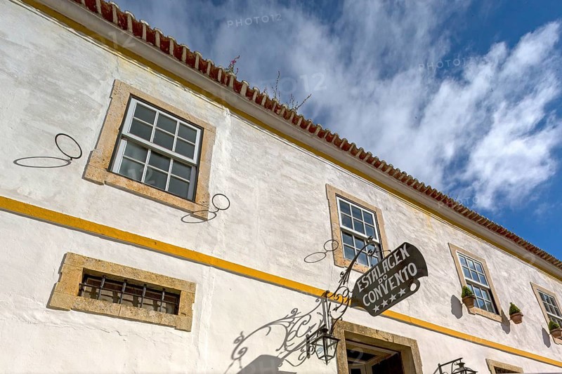 Former monastery becomes a hostel Hotel, picturesque small town Obidos, Ãbidos, Leiria district, Portugal, Europe, Óbidos, aerial view, birds-eyes view, Travel, Travel photography