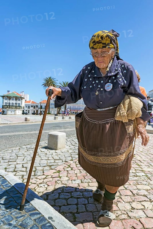 Old fisherman's woman in Nazaré, Leiria district, Portugal, Europe, Nazaré, aerial view, birds-eyes view, Travel, travel photography