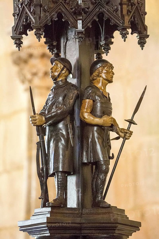Changing of the guard at the tomb of the unknown soldier in the chapter house, Monastery of Santa Maria da VitÃüria, UNESCO World Heritage Site, Monastery Church of Batalha, Mosteiro da Batalha, Batalha, Leiria District, Portugal, Europe, aerial view, birds-eyes view, Travel, Travel Photography