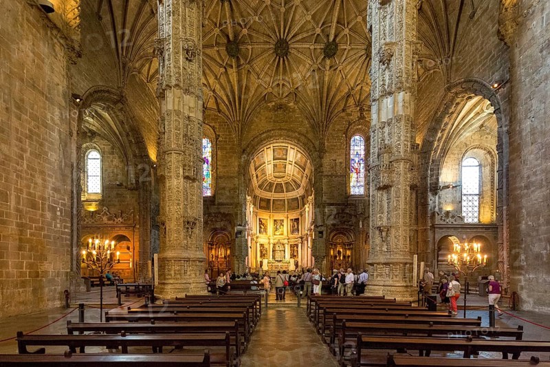 Nave, Mosteiro dos Jerónimos, UNESCO World Heritage Site, Lisbon, Lisbon District, Portugal