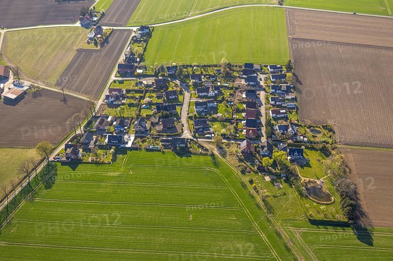 Aerial view, residential area, residential estate Schorfheide, Bork, Selm, Münsterland, North Rhine-Westphalia, Germany, DE, Europe, property tax, real estate, aerial view, aerial photography, aerial photography, overview, bird's-eye view, residential complex, living and living, residential area, residential quality, residential neighbourhood, residential estate, residential district, birds-eyes view, overview