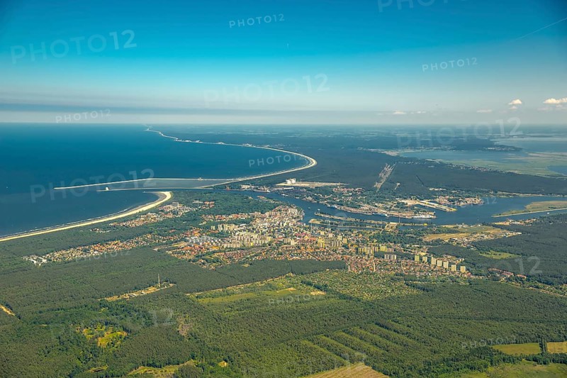 Overview, Baltic Sea coast, Baltic Sea, Poland, ÅšwinoujÅ'cie Swinoujscie, Europe, aerial view, birds-eyes view, aerial photography, bird's eye view, northern Poland