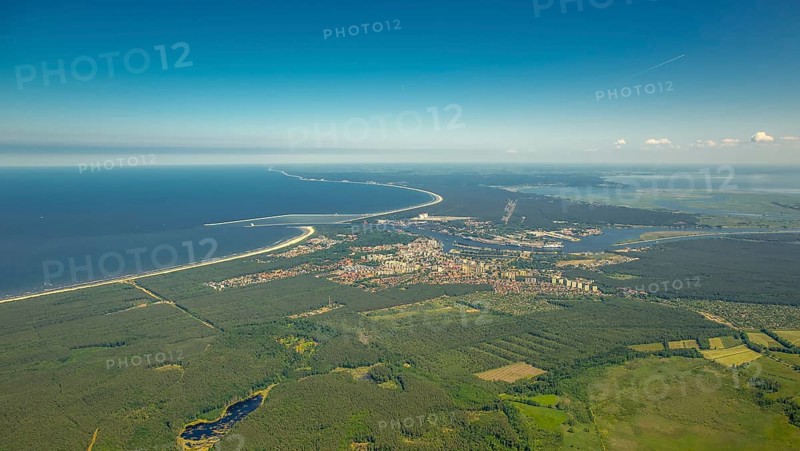 Overview, Baltic Sea coast, Baltic Sea, Poland, ÅšwinoujÅ'cie Swinoujscie, Europe, aerial view, birds-eyes view, aerial photography, bird's eye view, northern Poland