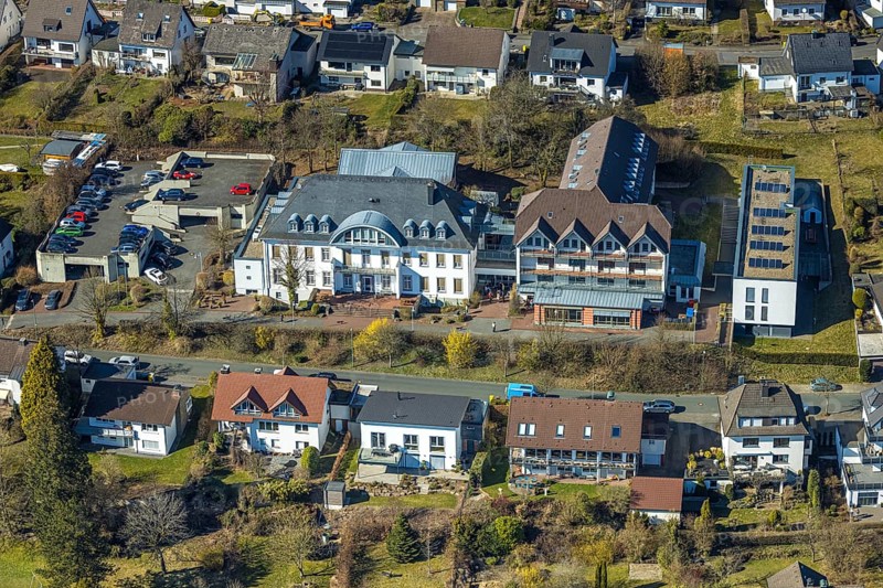 Aerial photo, First German Bakers' College Olpe - Akademie Deutsches Bäckerhandwerk WEST e.V., training centre, Olpe town, Olpe, Sauerland, North Rhine-Westphalia, Germany, bakery trade, DE, Europe, college, aerial photo, aerial photography, aerial photography, school, overview, bird's-eye view, birds-eyes view, overview