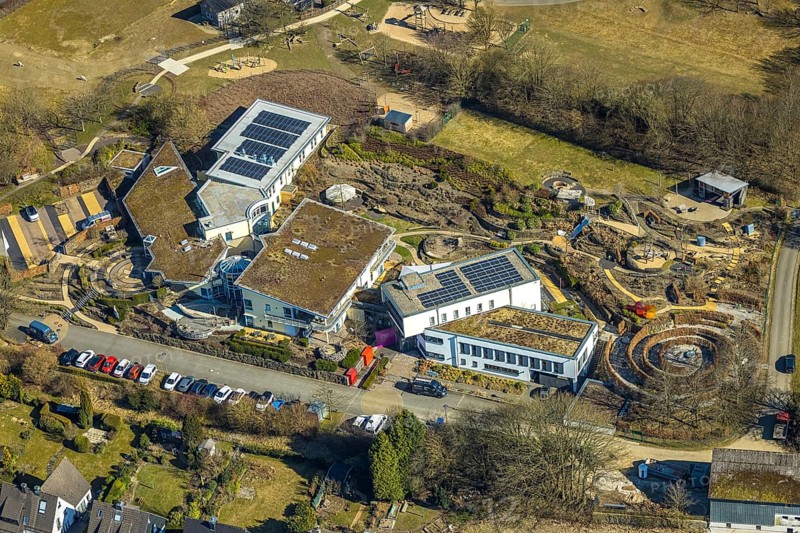 Aerial view, children's hospice and youth hospice Balthasar, Olpe town, Olpe, Sauerland, North Rhine-Westphalia, Germany, DE, Europe, hospice, aerial view, aerial photography, aerial photography, overview, bird's-eye view, overview