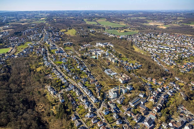 Aerial view, Evangelische Stiftung Volmarstein, workshop for disabled people, medical centre, Grundschöttel, Wetter, Ruhr area, North Rhine-Westphalia, Germany, DE, Europe, health care, hospital, clinic, clinic centre, hospital, aerial photograph, aerial photography, aerial photography, medical facility, medical aid, overview, bird's eye view, Wetter (Ruhr), birds-eyes view, overview, medical care