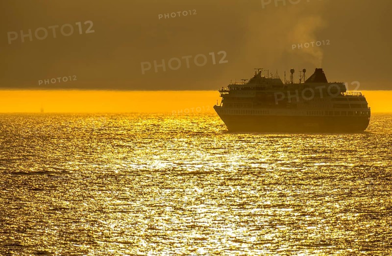 Ship MS Finnmarken, in the morning light, backlight, Berlevåg, Finnmark, Norway, Scandinavia, Europe, adventure trip, Berlevåg, tourism, Hurtigruten, Hurtigruten trip, cruise, cruise ship, liner service, NOR, passenger ship, shipping company Hurtigruten AS, travel, destination, shipping, sea voyage, sightseeing, tourism, Norwegian, Scandinavian, touristic