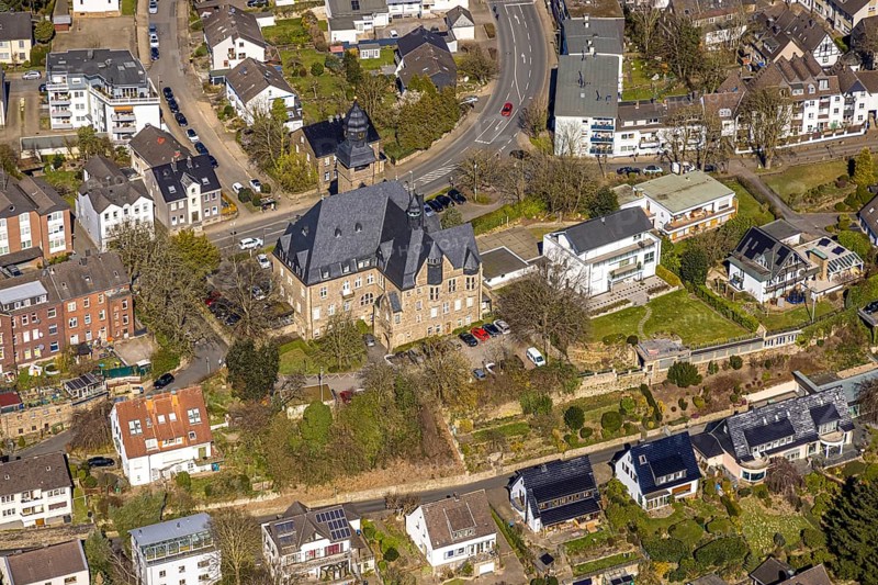Aerial view, city administration Wetter (Ruhr) authority, Wetter, Ruhr area, North Rhine-Westphalia, Germany, Bürgeramt, DE, Europe, aerial view, aerial photography, aerial photography, town hall, school, city administration, overview, bird's eye view, Wetter (Ruhr), birds-eyes view, overview