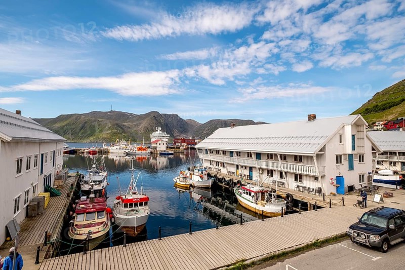 Ship MS Polarlys in the harbour of Honningsvåg, Finnmark, Norway, Scandinavia, Europe, adventure trip, mountains, boats, jetty, fishing boats, tourism, harbour, Honningsvåg, Hurtigruten, Hurtigruten trip, cruise, cruise ship, NOR, trip, destination, ship, ships, shipping, sea trip, sightseeing, tourism, Norwegian, Scandinavian, touristic