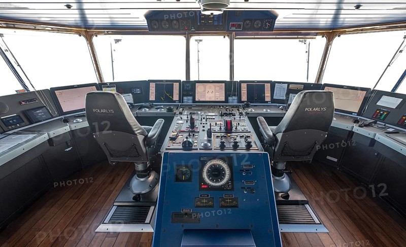 MS Polarlys, command bridge, Honningsvåg, Finnmark, Norway, Scandinavia, Europe, adventure travel, tourism, Honningsvåg, Hurtigruten, Hurtigruten voyage, command post, cruise, cruise ship, NOR, navigation technology, travel, destination, ship, shipping, ship bridge, sea voyage, sightseeing, controls, tourism, Norwegian, Scandinavian, touristic