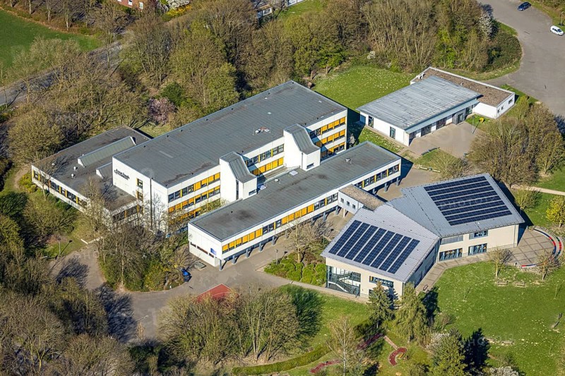 Aerial photo, Anne-Frank-Gymnasium, Werne, Ruhr area, North Rhine-Westphalia, Germany, education, educational institution, DE, Europe, grammar school, teaching institute, aerial photography, aerial photography, Münsterland, school, overview, bird's-eye view, overview