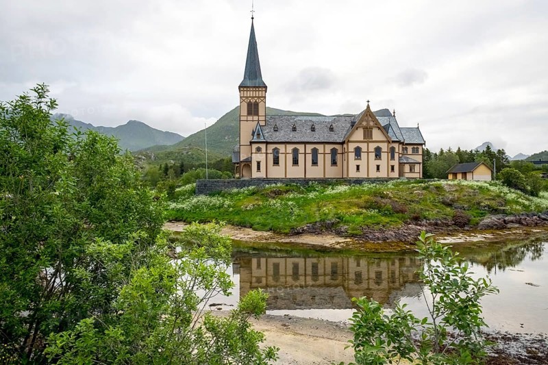 Vågan kirke, Vågan church, Kabelvåg, Nordland, Norway, Scandinavia, Europe, adventure travel, place of worship, tourism, religious community, place of worship, Hurtigruten, Hurtigruten voyage, Kabelvåg, church, parish, denomination, cruise, Lofoten, NOR, travel, destination, religion, sacral building, sea voyage, sightseeing, tourism, Norwegian, Scandinavian, touristic