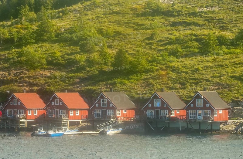 Norwegian coastal houses, boats, Roan, Trøndelag, Norway, Scandinavia, Europe, adventure travel, tourism, Hurtigruten, Hurtigruten trip, real estate, cruise, coast, coastal landscape, coastal region, coastal strip, motorboats, NOR, travel, destination, sea trip, sightseeing, tourism, Trøndelag, living and life, residential area, residential houses, residential quality, housing estate, Norwegian, Scandinavian, touristic