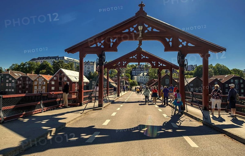 Gamle Bybro, historic bridge with red portals, Trondheim, Trøndelag, Norway, Scandinavia, Europe, adventure trip, old town bridge, bridge, river Nidelva, tourism, Gamle Bybrua, Hurtigruten, Hurtigruten trip, cruise, NOR, trip, destination, sea trip, sight, sightseeing, city bridge, tourism, Trøndelag, historic, Norwegian, Scandinavian, touristic