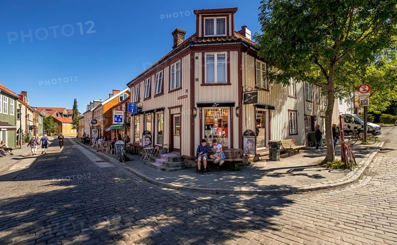 Kiosk, wooden houses, Bakklandet district, Trondheim, Trøndelag, Norway, Scandinavia, Europe, adventure travel, shopping street, leisure activities, tourism, Hurtigruten, Hurtigruten trip, cruise, NOR, Nedre Bakklandet street, travel, destination, sea trip, sightseeing, tourism, Trøndelag, Norwegian, restored wooden houses, Scandinavian, touristic