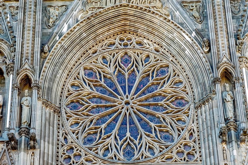 Nidaros Cathedral, cathedral, west façade, Trondheim, Trøndelag, Norway, Scandinavia, Europe, adventure trip, Office of the Presidents of the Norwegian Bishops' Conference, place of worship, Domkirke, tourism, religious community, place of worship, Hurtigruten, Hurtigruten voyage, church, church community, denomination, Kongsgårdsgata, cruise, NOR, national shrine, travel, destination, religion, sea voyage, sightseeing, tourism, Trøndelag, gothic architecture, Norwegian, Scandinavian, tourist