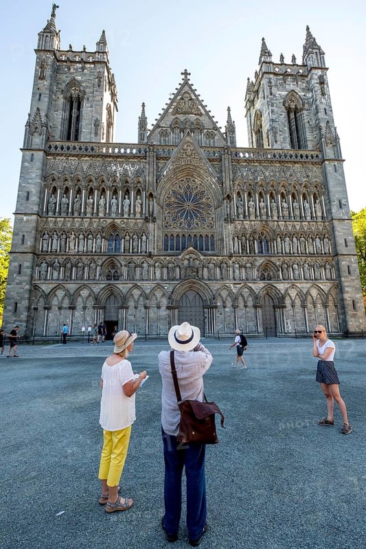 Nidaros Cathedral, cathedral, west façade, Trondheim, Trøndelag, Norway, Scandinavia, Europe, adventure trip, Office of the Presidents of the Norwegian Bishops' Conference, place of worship, Domkirke, tourism, religious community, place of worship, Hurtigruten, Hurtigruten cruise, church, parish, denomination, Kongsgårdsgata, cruise, NOR, national shrine, journey, destination, religion, sea voyage, sightseeing, tourism, tourists, Trøndelag, gothic architecture, Norwegian, Scandinavian, touristic