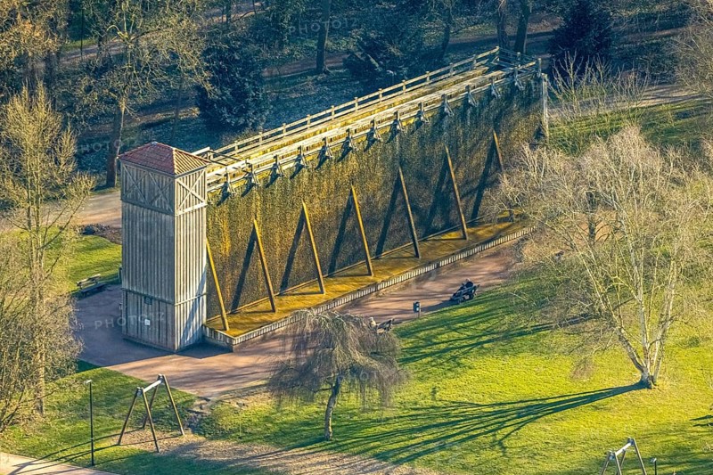 Aerial view, saltworks graduation works in the spa gardens, Werl, Soester Börde, North Rhine-Westphalia, Germany, DE, Europe, aerial view, aerial photography, aerial photography, sight, overview, bird's-eye view, overview