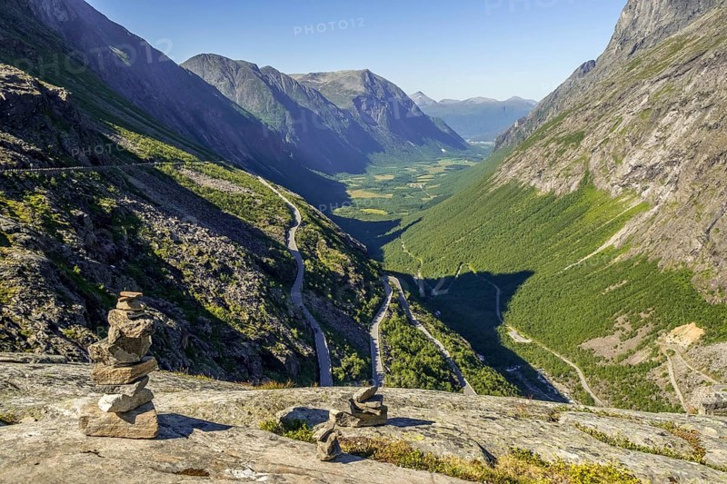 Trollstigen near Andalsnes, serpentines, Stigfossen waterfall, Innfjorden, Møre og Romsdal, Norway, Scandinavia, Europe, adventure trip, mountain road R63, tourism, hairpin bends, Hurtigruten, Hurtigruten trip, cruise, Møre og Romsdal, NOR, travel, destination, sea trip, sightseeing, stone formation, tourism, waterfall, Norwegian, Scandinavian, touristy